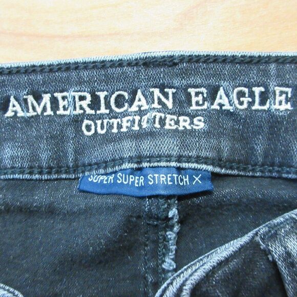 AMERICAN EAGLE Hi-Rise Shortie Womens Size 0 Black Lace Ripped Denim Jean Shorts - Picture 5 of 14